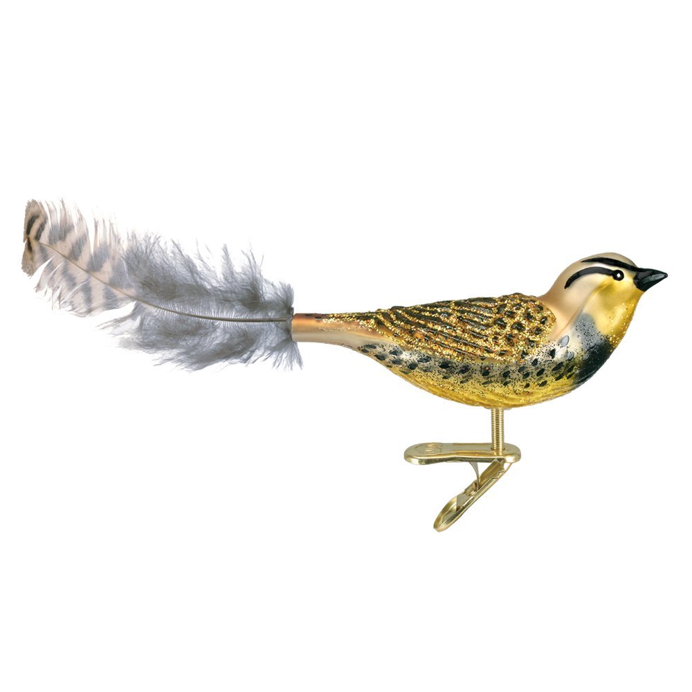 Old World Meadowlark Glass Blown Clip on Ornament #18069