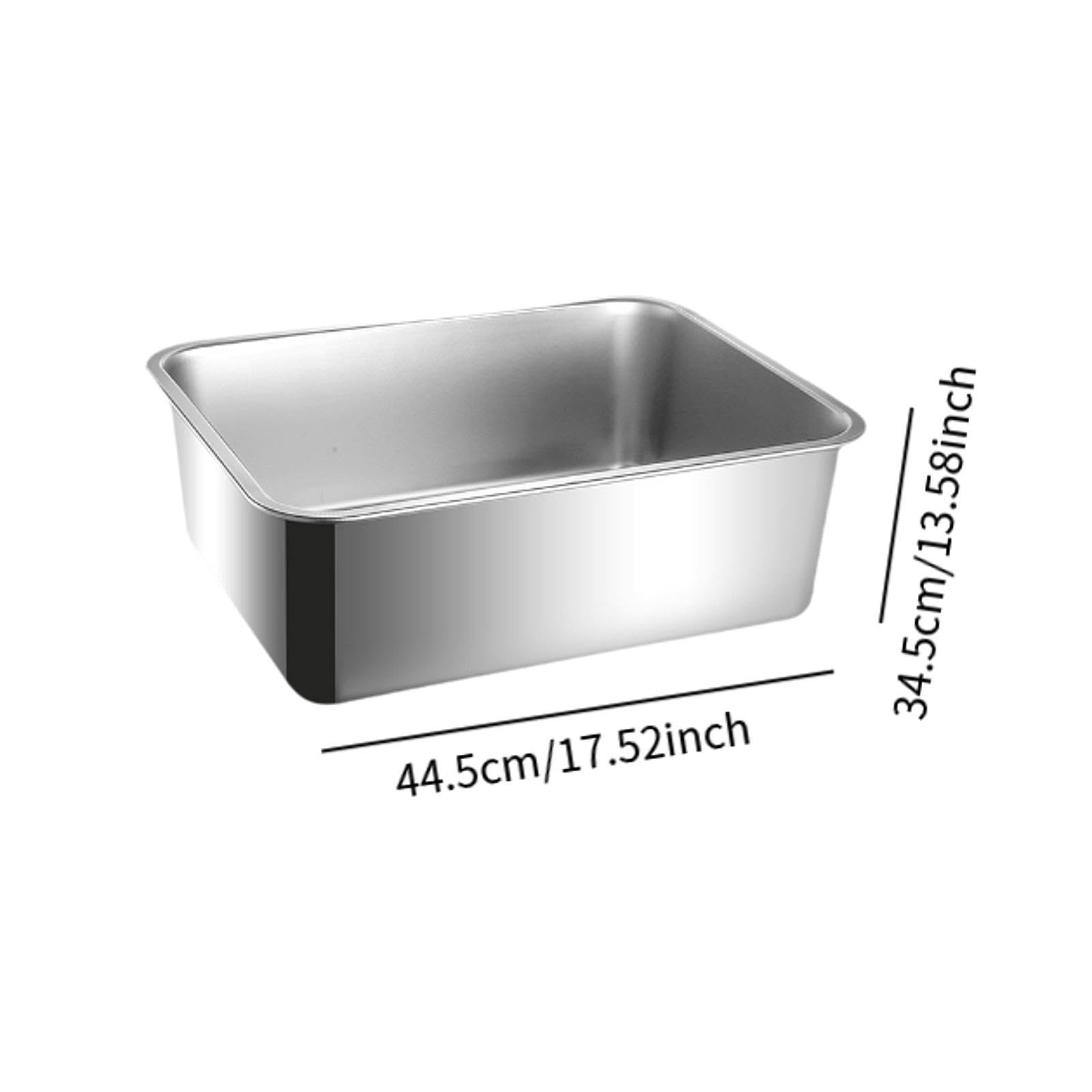 Katzenklo Edelstahl Katzenstreu Box Katzentoilette Hohe Seiten Offene Streuwanne rutschfest Leicht zu Reinigen für Kleine Katzen Und Kaninchen Innenbe, 44.5 cm X 34.5 cm