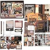 BetterJonny 237 Stück Scrapbook Zubehör Set - Ästhetisches Papier Mit A6 Raster Notizbuch, Aufkleber, DIY Geschenk für Teenager, Zeitreisender