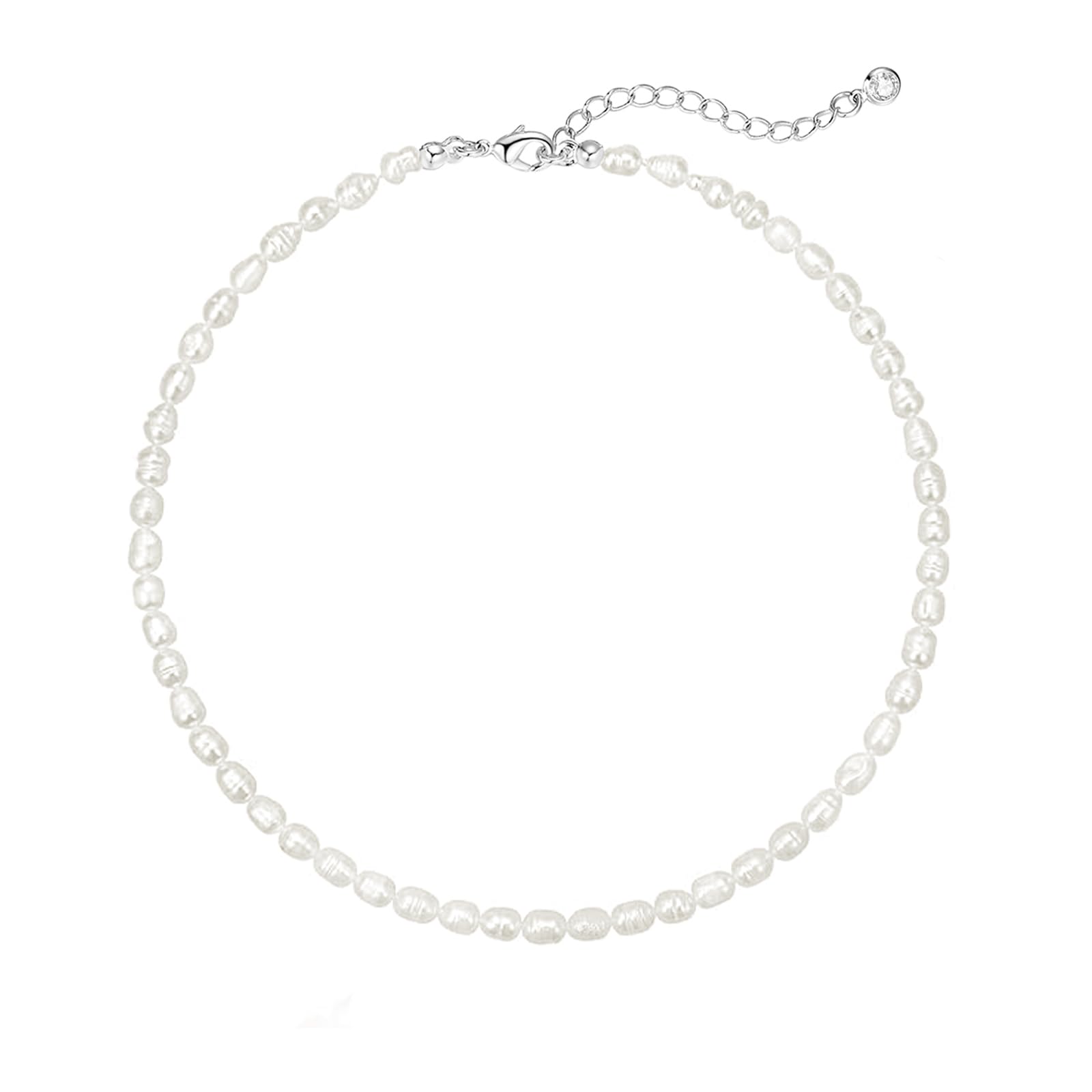 Zeffy Pearl Necklace 4MM/6MM/8MM Dainty Round Imitation Pearl Choker Necklace Wedding Pearl Necklace Delicate Jewelry for Women Simple Bridesmaid Jewelry Gifts