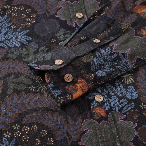 Long Sleeve Hawaiian Shirt for Men Casual Floral Button Down Aloha Shirts Tropical Beach Shirt4