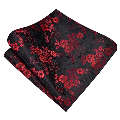 Image of GUSLESON 3.15 inch(8cm) Mens Floral Tie and Lapel Pin Necktie Hankerchief Cufflinks Set for Men