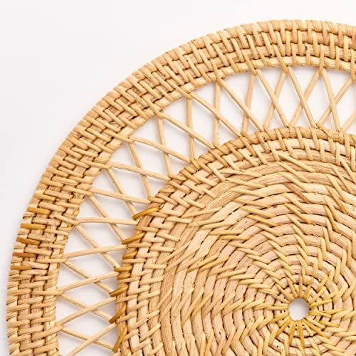 CLIO & CLOVER Rattan placemats set of 2 - 40cm diameter - beautiful rattan placemats perfect for building beautiful tablescapes - London-based brand Clio & Clover