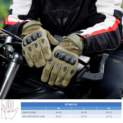 Image of Tactical Riding Gloves for Motorcycle & Bike | Full Finger Protective Sports Gloves for Biking, Shooting, Hiking, Camping & Outdoor Adventure (Green, XL)