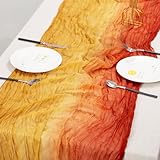 XJJDCB Cheesecloth Table Runner, Gradient-Yellow Orange Gauze Table Runner with Crinkle for Kitchen Coffee Table Family Dinners Holiday Parties Wedding Events Decor (35x120 inch)