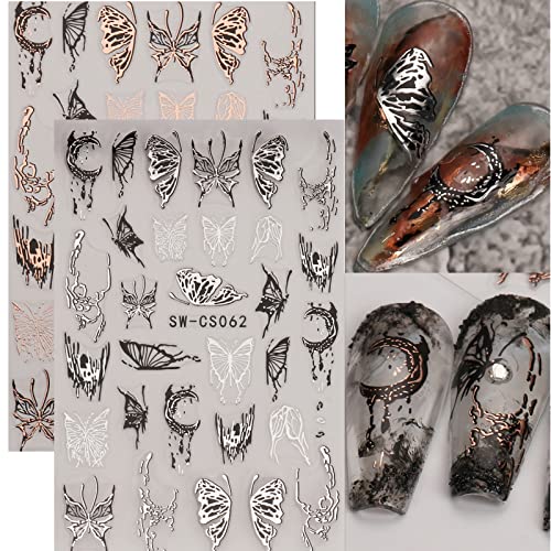 6 Sheets Butterfly Nail Stickers For Nail Art,3D Self-Adhesive Butterfly Nail Decals, Vintage Butterflies Diy Women Nail Decoration #TOP2