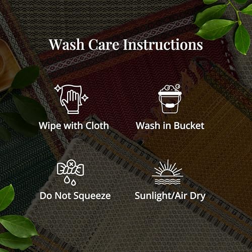 Image of Grass Handcrafted Heat Resistant Dinner Placemats for Dining Table | Eco Friendly Tableware Sustainably Handwoven from Natural Grass, Rectangle (4 PLACEMATS and 1 Table Runner, Beige)
