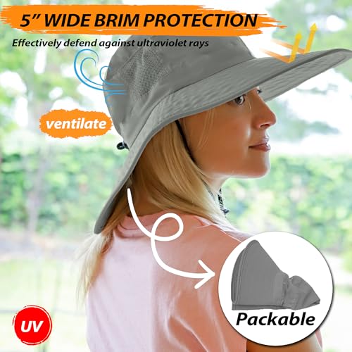 Sombrero solar amplio para mujer, protección UV 50+ miniatura 3