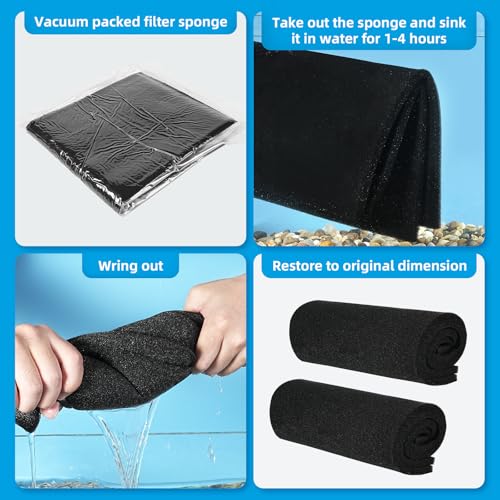 Image of AQUANEAT 2 Pack Aquarium Bio Sponge Filter Media Pad Cut-to-Size Open Cell Foam Sheet for Fish Tank Sump (20 inch x 20 inch x 0.5 inchH)