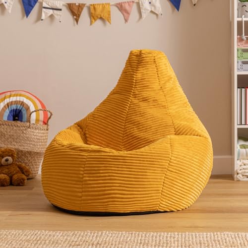 Icon Dalton Cord Sitzsack Kinder mit Füllung, Gelb – Ansicht 2
