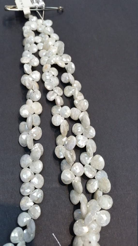 Silverite perles cœur facetté 8mm LKBEADS fil 8 pouces pour création de collier DIY