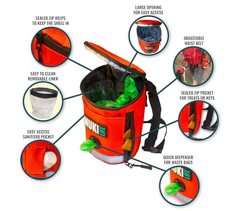 MUKi Life dog walking waste carrier pouch with odour proof zipper, for poop treats, bags and balls - Image 2