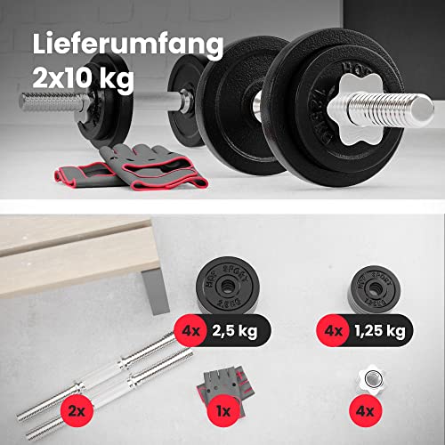 Hop-Sport Guss Kurzhanteln Hantel Set Hanteln 10kg 15kg 20kg 30kg 40kg 60 kg Gewichte – Bild 3