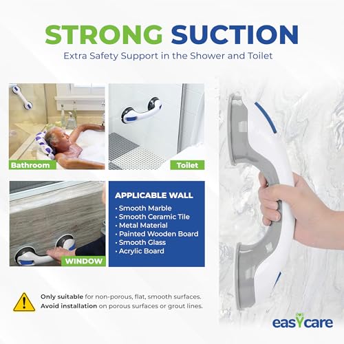 Easycare Zuiggreep, handgrepen voor badkamer, set van 2 met zeephouder, mobiliteitshulpmiddelen voor ouderen en gehandicapten, douche- en badkamerhandgrepen, hulpmiddelen en uitrusting voor thuis - Afbeelding 5