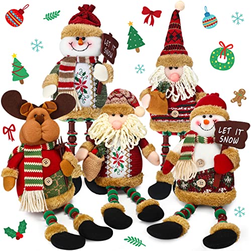 Aoriher-5-Pieces-Christmas-Shelf-Sitters-Plush-Santa-Snowman-Decorations-Reindeer-Christmas-Table-Fireplace-Decorations-Xmas-Sitting-Figurines-Ornament-for-Indoor-Home-Decor Aoriher 5 Pieces Christmas Shelf Sitters Plush Santa Snowman Decorations Reindeer Christmas Table Fireplace Decorations Xmas Sitting Figurines Ornament for Indoor Home Decor