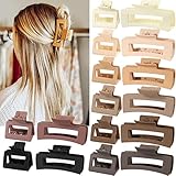 16 PCS Large 4.2'Hair Clips,Claw Clips 2'Hair Clips for Women & Girls Big and Small Neutral Rectangle,2 Styles 8 Colors Internal tooth design Strong Hold Matte Hair Clips for Thick Hair & Thin Hair