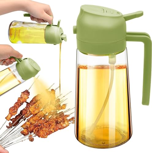 UltiUnison 2 in 1 Auto Flip Olive Oil Dispenser Bottle 450ml Spray Bottle Vinegar Bottle Oil Sprayer for Air Fryer Salad BBQ Frying Grilling Kitchen Baking