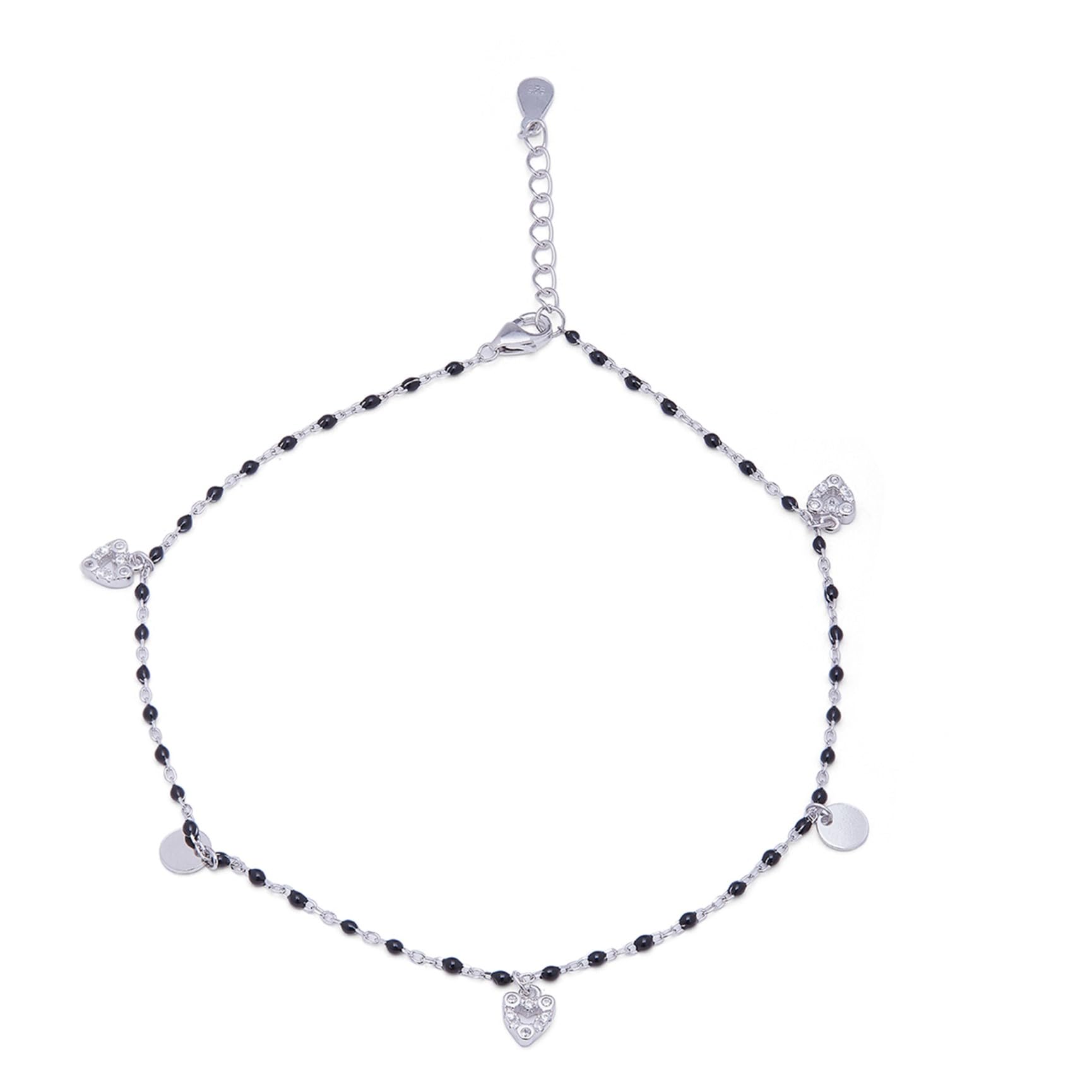 zavya 925 Sterling Silver Designer Heart Drop Rhodium Plated Chain Anklet (Single) | Gift for Women & Girls | With Certificate of Authenticity & 925 Hallmark-picture-9