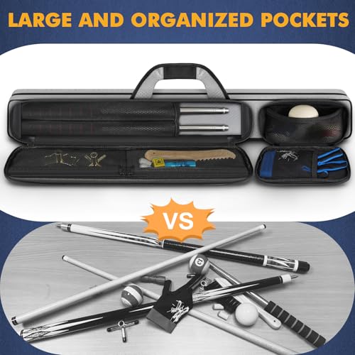 PEKREWS Pool Cue Case, Pool Stick Case 2x2 Holds 2 Sticks with 2 Accessory Zipper Pockets, Sturdy Polyester Pool Cue Carry Bag with Shoulder Strap Handle, Soft Billiard Cue Sling Bag for Men and Women by PEKREWS - Image 5