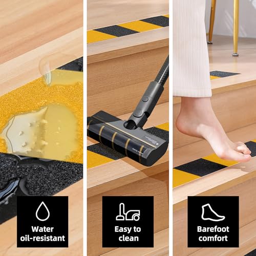 Image of Reniteco Anti Slip Tape - 2 inch x 33 Ft, Yellow with Black Strips Heavy Duty Grip Tape - High Adhesion & Waterproof, No Residue Removal for Outdoor Stairs, Tile, Shower, Bathtub - Extra Grip Safety Tape