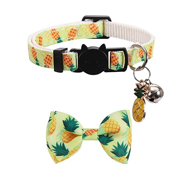 Lamphyface 3 pack/set cat collar breakaway with cute bow tie and bell for kitty adjustable safety fruit - image 6