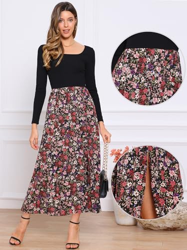 Robe trapèze florale col carré avec coupe patchwork fluide et flatteuse