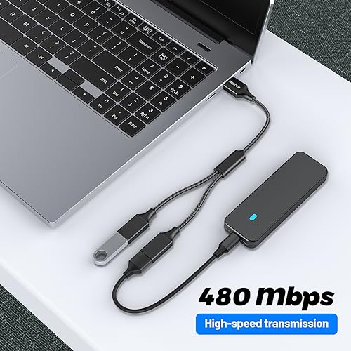 Image of MOGOOD USB y Splitter Adapter Dual USB 2.0 Power Cord Extension Type A Splitter Cable for Charging /Data Transfer /Laptop /Mac /Car