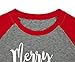 Women Merry Christmas Leaf Baseball T-Shirt Long Sleeve Letters Print O-Neck Casual Tees Gray
