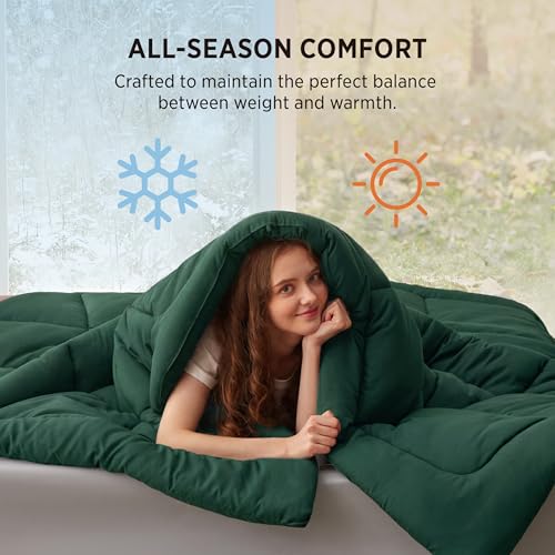 Image of Bedsure Comforter Duvet Insert - Quilted Comforters Full Size, All Season Duvet, GentleSoft Down Alternative Bedding, with 8 Tabs, Gifts for Women /Men, Green, Full 86 x 82 Inches