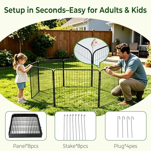Dog Playpen 24 Inch 8 Panels, Foldable Metal Dog Playpen Indoor Outdoor, Puppy Playpen for Small Dogs, Portable Heavy Duty Pet Playpen, Durable and Secure by MOCUTEEN - Image 3