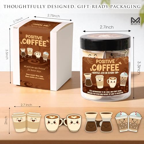 Miarita Positive Coffee Jar- 60 Funny Coffee Lover Gift for Women Men Teachers Gifts, Employee Nurse Teacher Appreciation Gift, End of Year Teachers Gifts, White Elephant Gifts for Women Men Friends - Image 2