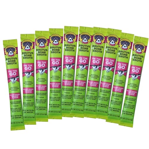 Image of Brutus Broth on the Go Instant Vegetable Broth Powder for Dogs - Human-Grade Food Topper with Omegas 3, 6 & 9 and Turmeric for Dry Food and Picky Eaters - Vegetable Flavor, 10 Sticks