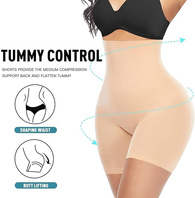Image of CULINA High Waist Tummy Control Shapewear Shorts | Body Shaper for Women | Tummy Tucker| Seamless Body Shaper | Shorts Under Dress | Comfortable | Breathable