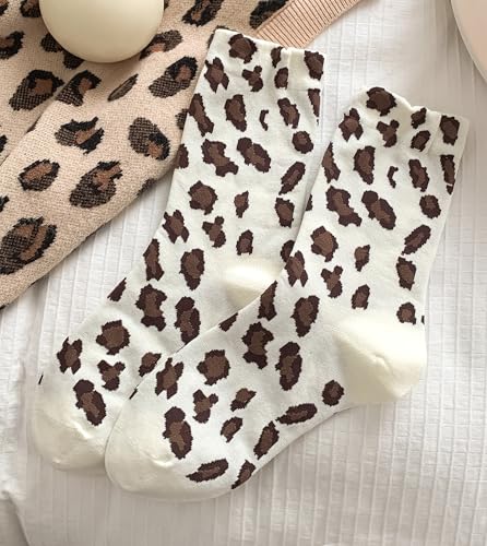 Women's Leopard Animal Print Crew Ankle Socks Size 5-94