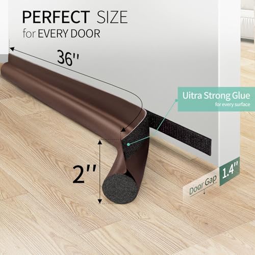 Image of MAXTID Under Door Draft Stoppers Brown 36 Inch Door Draft Blocker Draft Stoppers for Bottom of Doors Seal Gap Reduce Wind /Breeze, Cold Air, Dust, Smoke, Door Seal Strips Sweeps