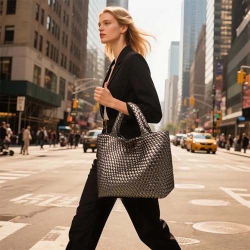 Image of JINMANXUE Fashion Woven Bag Shopper Bag Travel Handbags and Purses Women Tote Bag Large Capacity Shoulder Bags