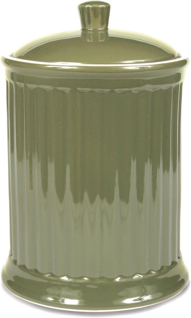 Omniware Simsbury XL Canister, 120oz Stoneware Cookie Jar with Lid, Large Kitchen Storage Container, Airtight Farmhouse Canister for Flour, Sugar, Coffee, or Snacks (Olive)