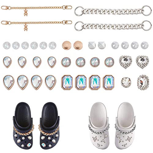 WEBEEDY 38 Pcs Chaussure Charmes Chaîne DIY Bijoux Diamant Bling Chaussures Décorations Bijoux Accessoires Cristal Chaussure Charmes Décor pour Femmes Filles, Faveurs, Cadeaux d'anniversaire Cover