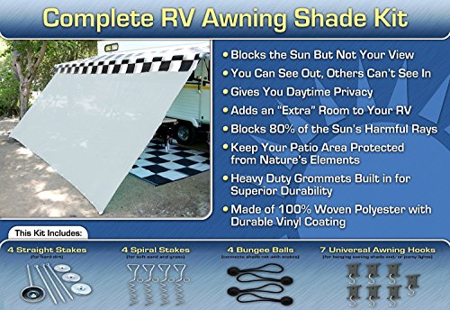 EZ Travel Collection RV Awning Shade Net Motorhome Screen Net 8x16 (White)