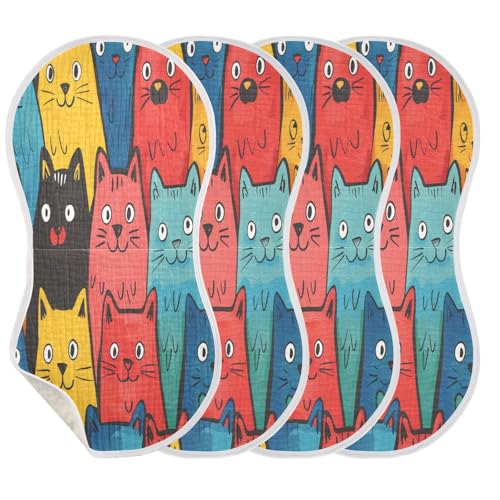 1 Pack Comic Cats Colorful Muslin Burp Cloths Cotton Absorbent Baby Burping Rags for Boys Girls Soft Newborn Burp Bibs, 22 x 11 Inch3
