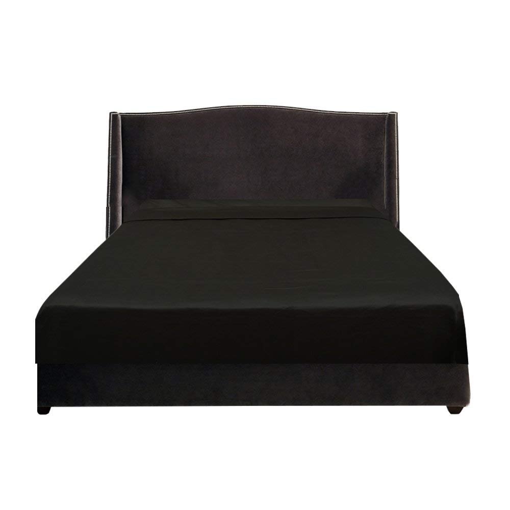 NJSR Textiles 600 Thread Count 100% Egyptian Cotton Sateen Finish 1 Pc Flat Sheet Emperor/Wyoming King, Black Solid