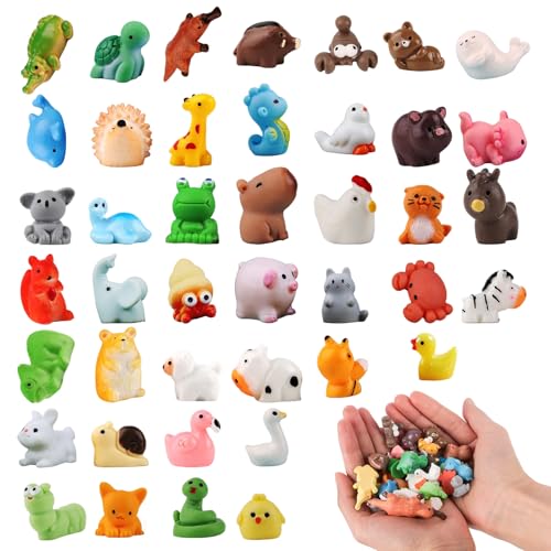 42 Stück Mini Harz Tierfiguren, Miniatur Figuren Kleine Tierfiguren Winzige Tiere Ornamente für Feengärten, Puppenhäuser und Kinderhandwerk für Partygeschenke, Klassenzimmerbelohnungen Miniatur Szenen