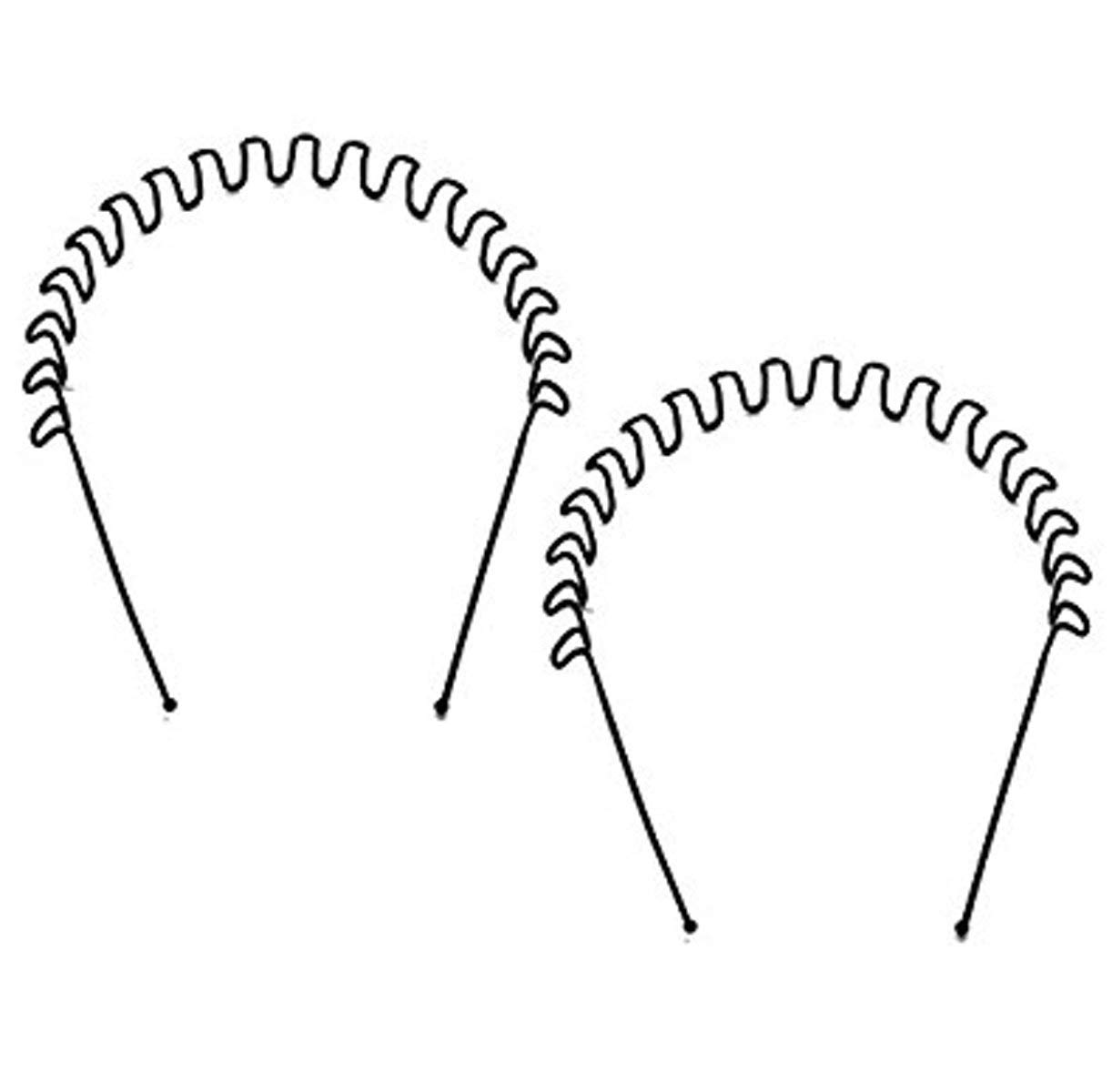 2 Pcs Unisex Black Zigzag Wavy Metal Black Hairband for Men and Women Hair Band