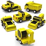 Tub Works® Construction™ Trucks Mold Free Bath Toys, 6 Pack | Sealed, No Hole Bath Toys Design Keeps Moisture Out | Soft, Squeezable & Float on Water | Baby & Toddler Bath Toys | Kids Car Bath Toys