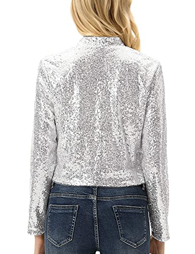 KANCY KOLE Women's Sequin Shrug Long Sleeve Open Front Cropped Bolero Jackets S-XXL4
