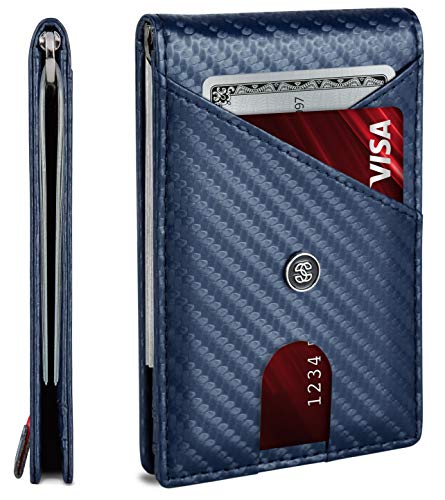 Suavell Slim Wallets for Men. RFID Money Clip Wallet, Slim Wallet, Thin Front Pocket Credit Card Wallet, Minimalist Bifold (Royal Blue Pilot)