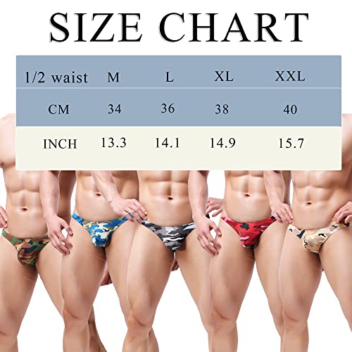 Men's Thongs Underwear Briefs Camouflage Smooth Touch Mini Undershorts Low Rise Underpants Bikinis (Xl, 5Pcs-Thongs) #TOP6