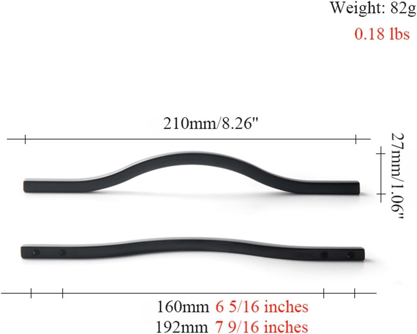 Streamlined Double Hole Centers Pull Bright Gold Black Cabinet Long Handles Drawer Knobs for Furniture Handle Hardware 1Pcs (Color : B-Knob-1pcs)