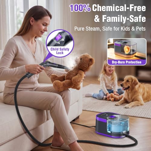 Image of Steam Cleaner, 15s Fast Heat-Up Handheld Steam Cleaner for Home & Car | Portable Steamer for Cleaning with 3 Steam Levels, 1500ml Tank, 248F Deep Cleaning, Steam Cleaner for Home & Car Accessories