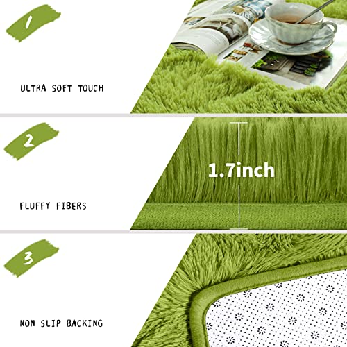 Cydiria Green Round Rug For Teens Girls Kids Bedroom, Cute Fluffy Circle Shaggy Area Rug Fuzzy Carpet For Baby Nursery Home Decor, 4Ft Soft Circular Rugs For Living Room, Plush Princess Castle Rugs #TOP2